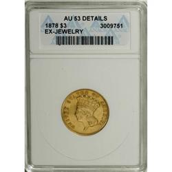 1878 $3 AU53 ANACS