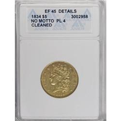 1834 $5 Plain 4 XF45 ANACS