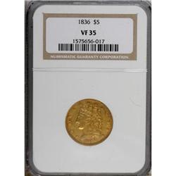 1836 $5 VF35 NGC