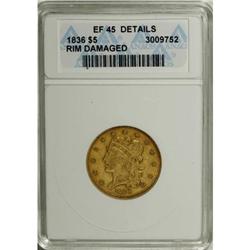 1836 $5 XF45 ANACS
