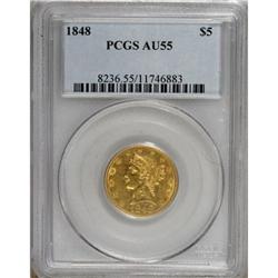 1848 $5 AU55 PCGS