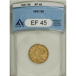 1851 $5 XF45 ANACS