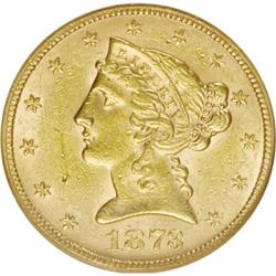 1873 $5 Closed 3 MS60 NGC