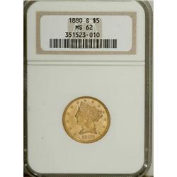 1880-S $5 MS62 NGC