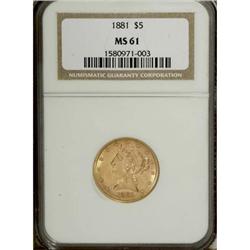 1881 $5 MS61 NGC