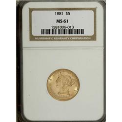 1881 $5 MS61 NGC