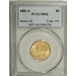 1881-S $5 MS62 PCGS