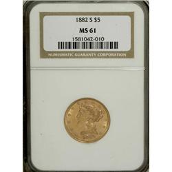 1882-S $5 MS61 NGC