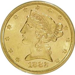 1882-S $5 MS61 ANACS