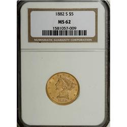 1882-S $5 MS62 NGC