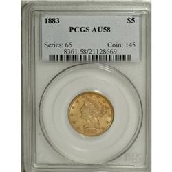 1883 $5 AU58 PCGS