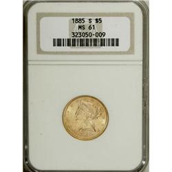 1885-S $5 MS61 NGC