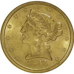 1886-S $5 MS61 NGC