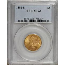 1886-S $5 MS62 PCGS