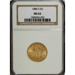 1886-S $5 MS62 NGC