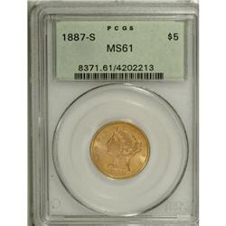 1887-S $5 MS61 PCGS
