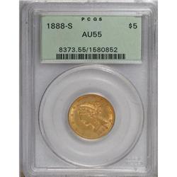 1888-S $5 AU55 PCGS