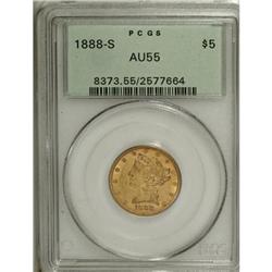 1888-S $5 AU55 PCGS