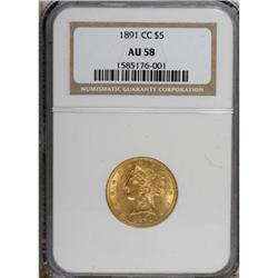 1891-CC $5 AU58 NGC
