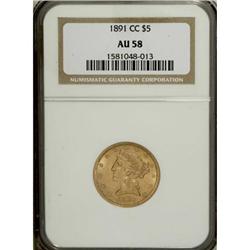 1891-CC $5 AU58 NGC
