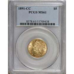 1891-CC $5 MS61 PCGS