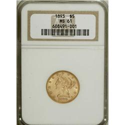 1893 $5 MS61 NGC