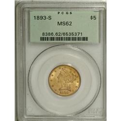 1893-S $5 MS62 PCGS