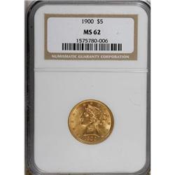 1900 $5 MS62 NGC