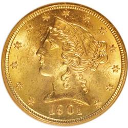1901 $5 MS63 NGC