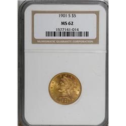 1901-S $5 MS62 NGC