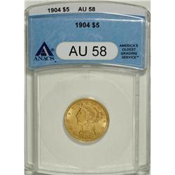 1904 $5 AU58 ANACS