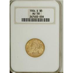 1904-S $5 AU58 NGC