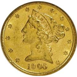1905-S $5 AU58 NGC