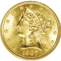 1907 $5 MS64 NGC