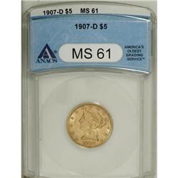 1907-D $5 MS61 ANACS