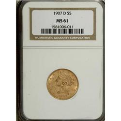 1907-D $5 MS61 NGC