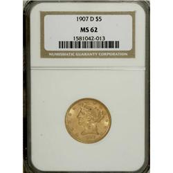 1907-D $5 MS62 NGC