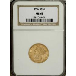 1907-D $5 MS63 NGC