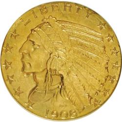 1908-D $5 MS62 NGC
