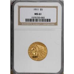 1911 $5 MS61 NGC