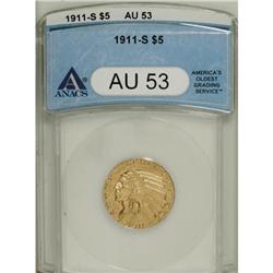 1911-S $5 AU53 ANACS