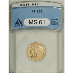 1913 $5 MS61 ANACS