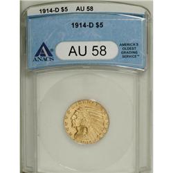 1914-D $5 AU58 ANACS