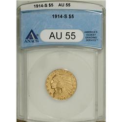 1914-S $5 AU55 ANACS
