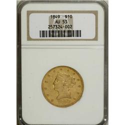 1849 $10 AU53 NGC