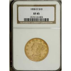 1858-O $10 XF45 NGC