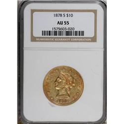 1878-S $10 AU55 NGC