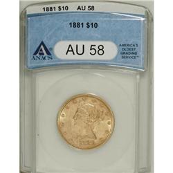 1881 $10 AU58 ANACS