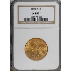 1893 $10 MS62 NGC