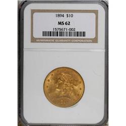 1894 $10 MS62 NGC